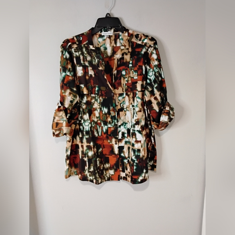 Calvin Klein Collection Multicolor Abstract Blouse - Picture 2 of 10